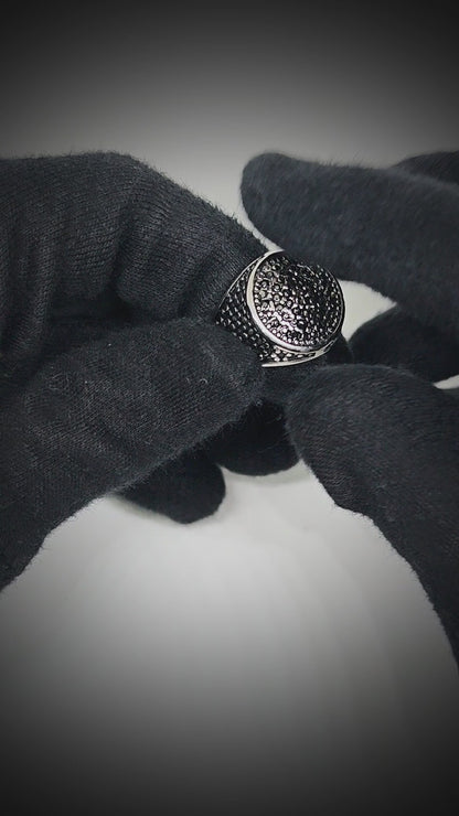 NOIR CREST RING - Pure Stainless Steel Men’s Steel Plated Ring (Size : 21-26) — Rings for Men | THE MEN THING