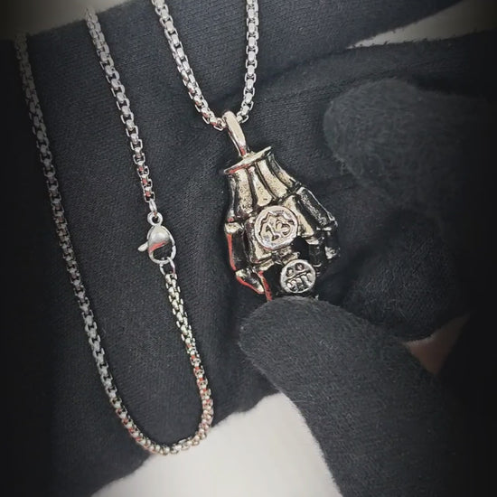 REBEL 13 – SKELETON - 23mm Pure Titanium Steel Pendant with 23inch Round Box 2mm Chain for Men & Boys — SS Pendant/ Necklace for Men | THE MEN THING