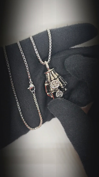 REBEL 13 – SKELETON - 23mm Pure Titanium Steel Pendant with 23inch Round Box 2mm Chain for Men & Boys — SS Pendant/ Necklace for Men | THE MEN THING