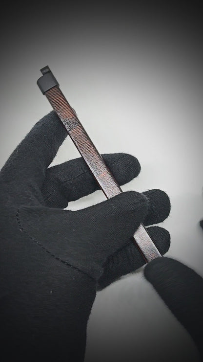 NOIR STRAND - Dark Brown 10mm Genuine Leather Bracelet with Stainless Steel Magnetic Buckle for Men & Boys (8 inch)