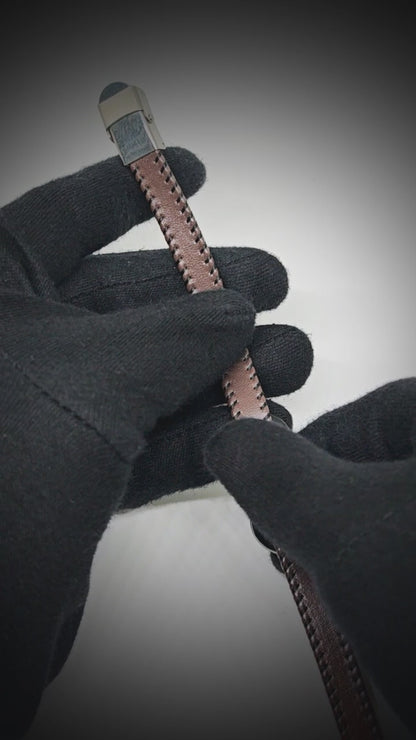 INFINITY NOIR - Dark Brown 10mm Genuine Leather Bracelet with Stainless Steel Fold-Over Push Clasp for Men & Boys (8 inch)