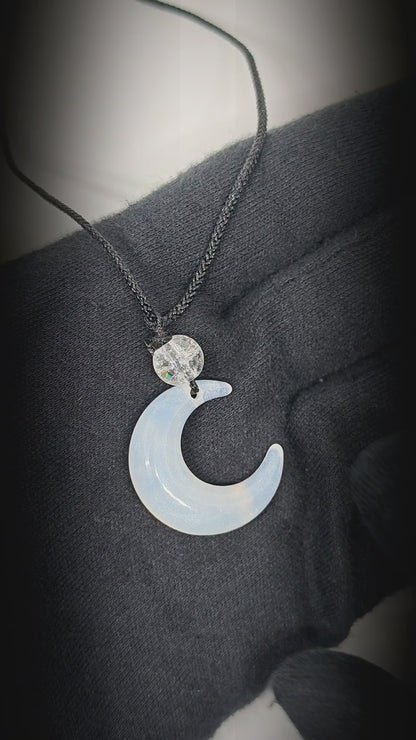 MOONARA WHITE - 26mm Pendant with Adjustable Pure Leather Cord Necklace for Men & Boys