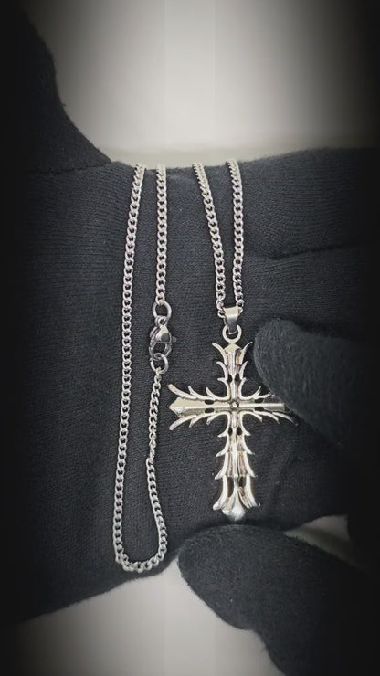 REGAL CROSS - 31mm Pure Titanium Steel Pendant with 27inch Curb 3mm Chain for Men & Boys