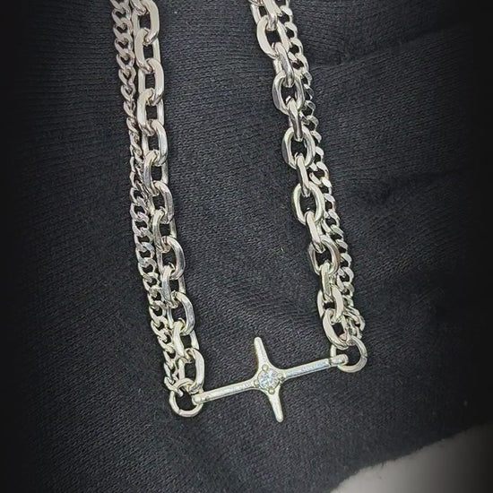NEXUS CROSS - 14mm Titanium Steel Pendant with 21inch Chain for Men & Boys — SS Pendant/ Necklace for Men | THE MEN THING