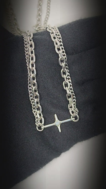 NEXUS CROSS - 14mm Titanium Steel Pendant with 21inch Chain for Men & Boys — SS Pendant/ Necklace for Men | THE MEN THING