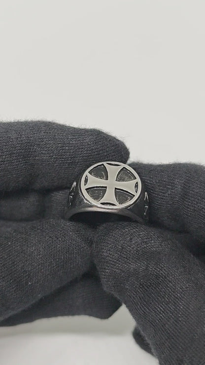 Royal Series - KNIGHT TEMPLAR RING - Pure Stainless Steel Men’s Steel-Plated Ring – Statement Luxury Jewelry (Size : 16-18-21-23-28-31)
