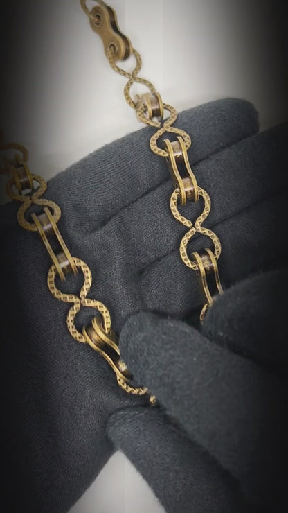 MECHLINK - Antique Gold 12mm Titanium Steel Skull Heavy Biker Chain for Jeans with Lobster Clasps for Men & Boys - 20 inch