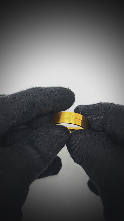 ROYAL TWINLINE GOLD RING - Pure Stainless Steel Men’s Gold Plated Ring (Size : 17-22-27)