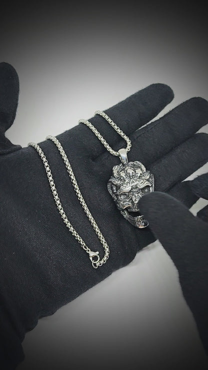 VALKOR SKULL - 30mm Titanium Steel Pendant with 24inch Round Box 5mm Chain for Men & Boys