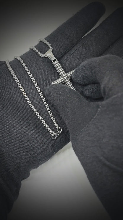 HEXA CROSS - 33mm Titanium Steel Pendant with 24inch Round Box 5mm Chain for Men & Boys