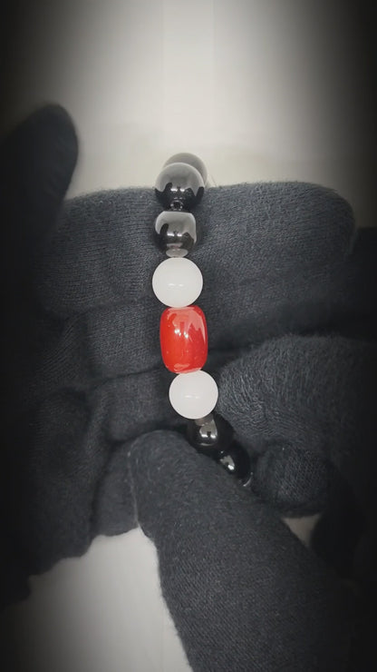 ONYX STACK - 12mm Beads Bracelet with Natural Stone Adjustable Bracelet for Men & Boys