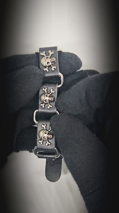 HELLBOUND SKULL - 23mm Genuine Leather Bracelet with Stainless Steel Buckle Clasp for Men & Boys (8 to 9 inch) — Leather Bracelet for Men | THE MEN THING