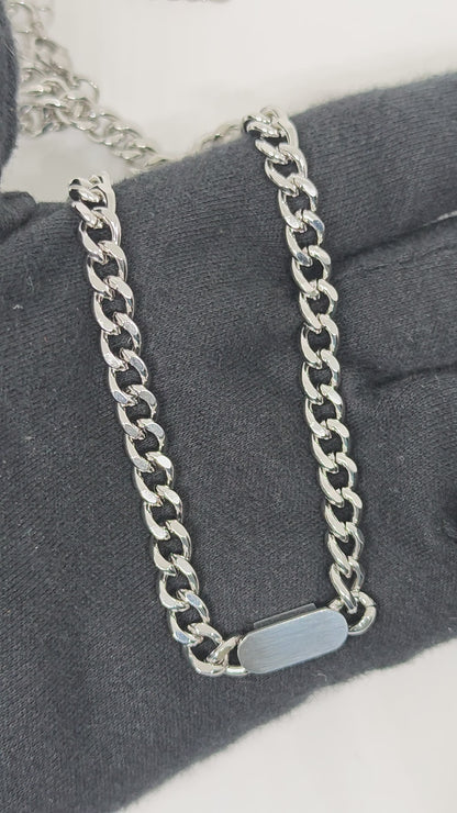 BAR LINK - 8mm Pure Stainless Steel 18 to 20inch Adjustable Cube Chain for Men & Boys — SS Pendant/ Necklace for Men | THE MEN THING