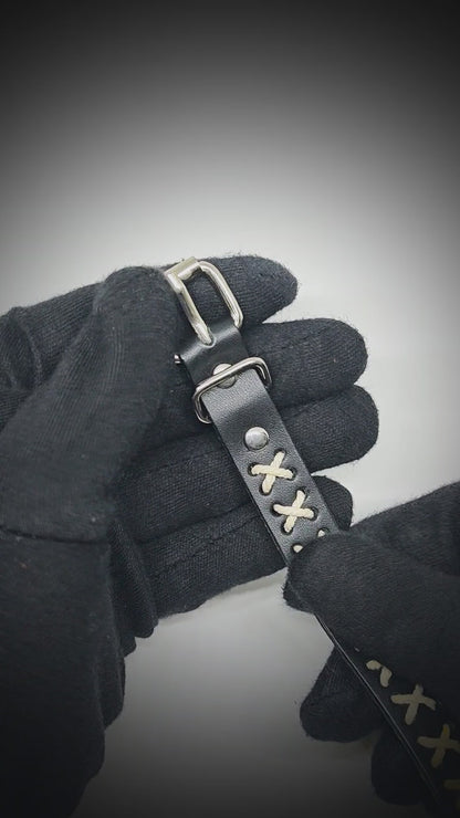 NOMAD X - 16mm Black Genuine Leather Adjustable Bracelet for Men & Boys (9 inch)