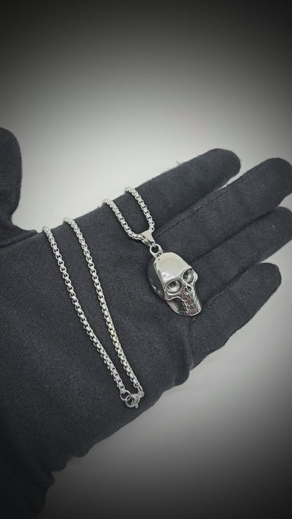 ROGUE SKULL - 20mm Titanium Steel Pendant with 24inch Round Box 5mm Chain for Men & Boys