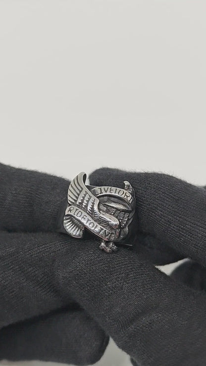 Royal Series - EAGLE FREEDOM RIDER - Pure Stainless Steel Men’s Steel-Plated Ring – Statement Luxury Jewelry (Size :16-18-19-20-21-25-27-28-29-31)