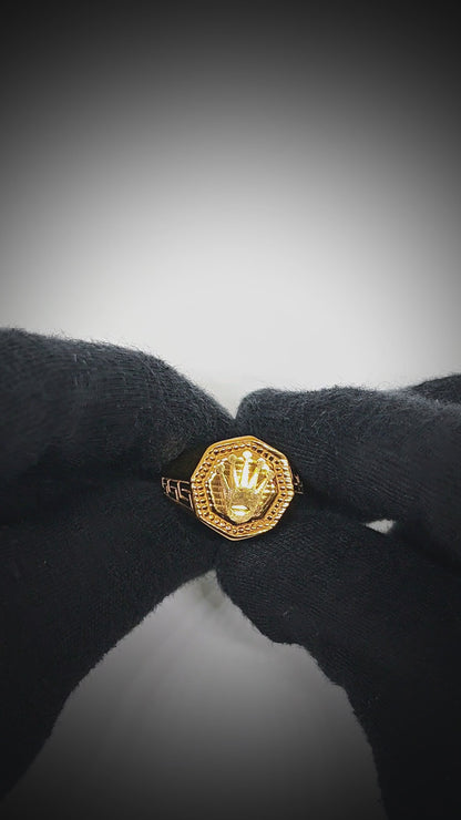 CROWN PRESTIGE - GOLDEN - Pure Stainless Steel Men’s Gold Plated Ring (Size : 16-22-26 )