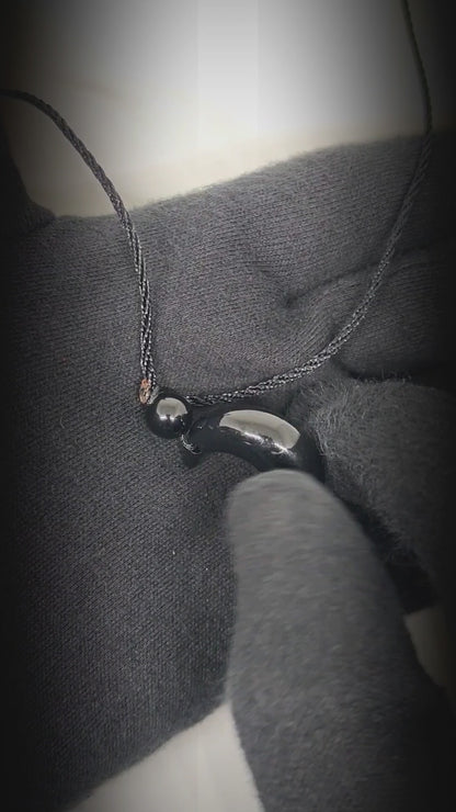 MOONARA BLACK - 26mm Pendant with Adjustable Pure Leather Cord Necklace for Men & Boys