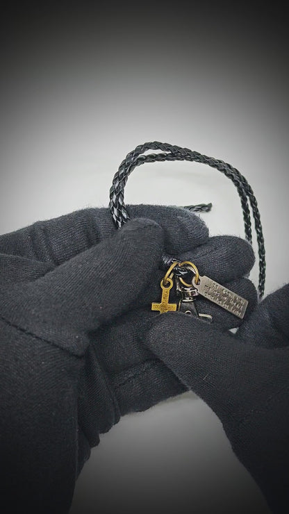 CROSSLOOM - Black 8mm Genuine Leather Bracelet with Stainless Steel Lobster Clasp for Men & Boys (15 inch)