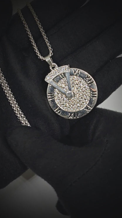 ROMAN HOUR - 36mm Titanium Steel Pendant with 27inch Round Box 4mm Chain for Men & Boys