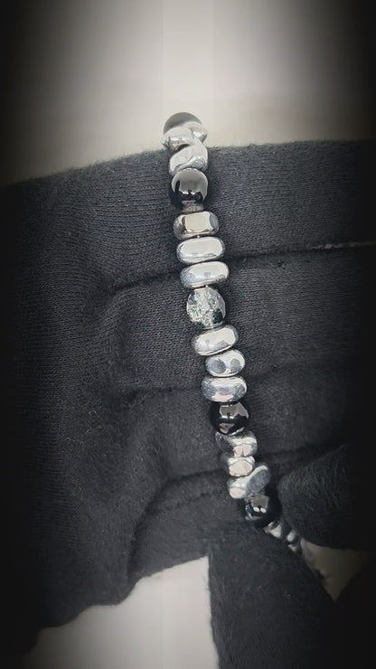 ONYX FUSION - 10mm Beads Bracelet with Natural Stone - 10 inch Adjustable Bracelet
