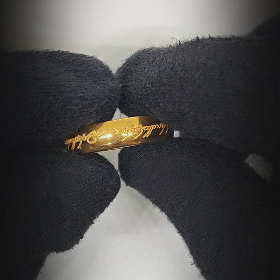 ORION SCRIPT - Golden- Pure Stainless Steel Men’s Ring for Men & Boys (Size : 17-22-26) — Rings for Men | THE MEN THING