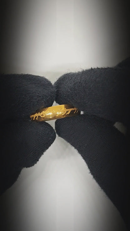 ORION SCRIPT - Golden- Pure Stainless Steel Men’s Ring for Men & Boys (Size : 17-22-26) — Rings for Men | THE MEN THING