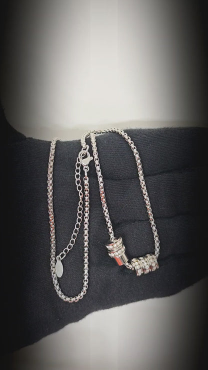 CRYSTAL RING BAR - Pure Titanium Steel Pendant with 16 to18 inch Adjustable Round Box 4mm Chain for Men & Boys