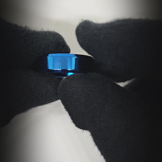 AZURE CORE - BLUE - Pure Stainless Steel Men’s Blue - Plated Ring (Size : 28) — Rings for Men | THE MEN THING