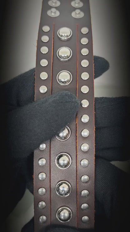 GLADIATOR STUD - 42mm Genuine Leather Adjustable Bracelet for Men & Boys (9 inch)