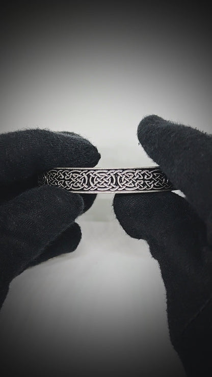 CELTIC GUARDIAN - 12mm Pure Stainless Steel Open Bangle Bracelet for Men & Boys (Adjustable)