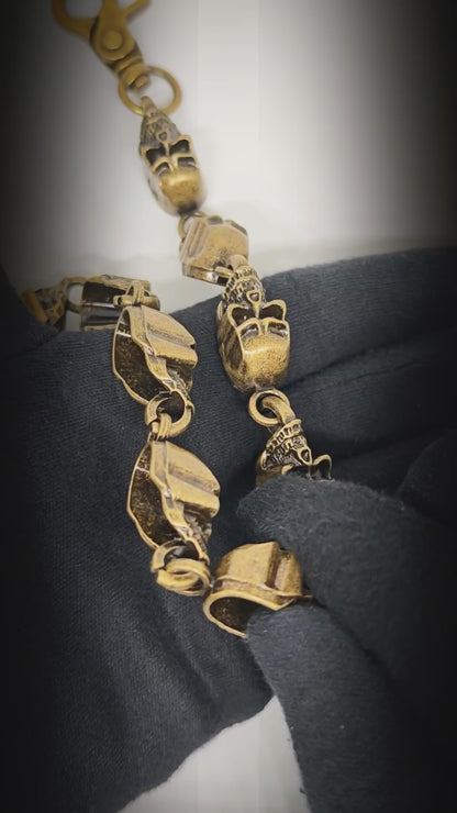 VOID SKULL - Antique Bronze 14mm Titanium Steel Heavy Biker Chain for Jeans with Lobster Clasps for Men & Boys - 19 inch