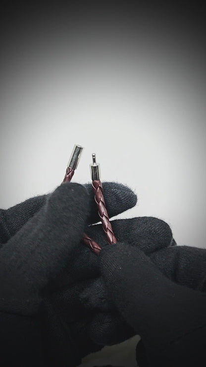 GRIMOAK TWIST - Brown 5mm Genuine Leather Bracelet with Stainless Steel Magnetic Barrel Push Clasp for Men & Boys (24 inch)