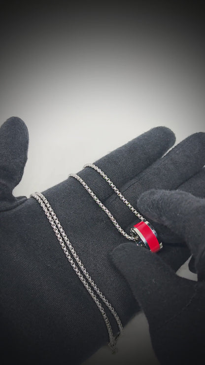 AURORA CORE - Red 21mm Titanium Steel Pendant with 24inch Round Box 4mm Chain for Men & Boys