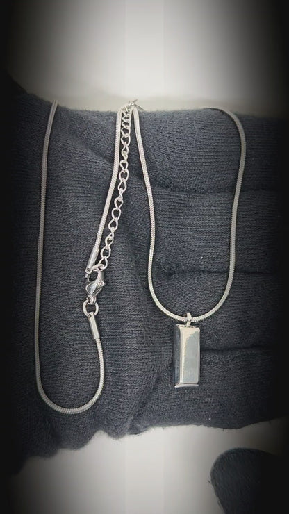 CLASSIC BAR - 8mm Titanium Steel Pendant with 20 to 22inch Adjustable Snake 2mm Chain for Men & Boys