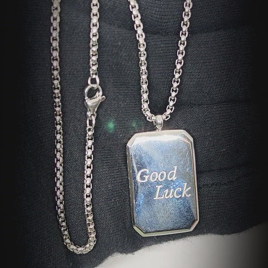GOOD LUCK DOG TAG - 21mm Pure Titanium Steel Pendant with 23inch Round Box 4mm Chain for Men & Boys — SS Pendant/ Necklace for Men | THE MEN THING