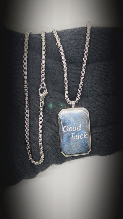 GOOD LUCK DOG TAG - 21mm Pure Titanium Steel Pendant with 23inch Round Box 4mm Chain for Men & Boys — SS Pendant/ Necklace for Men | THE MEN THING