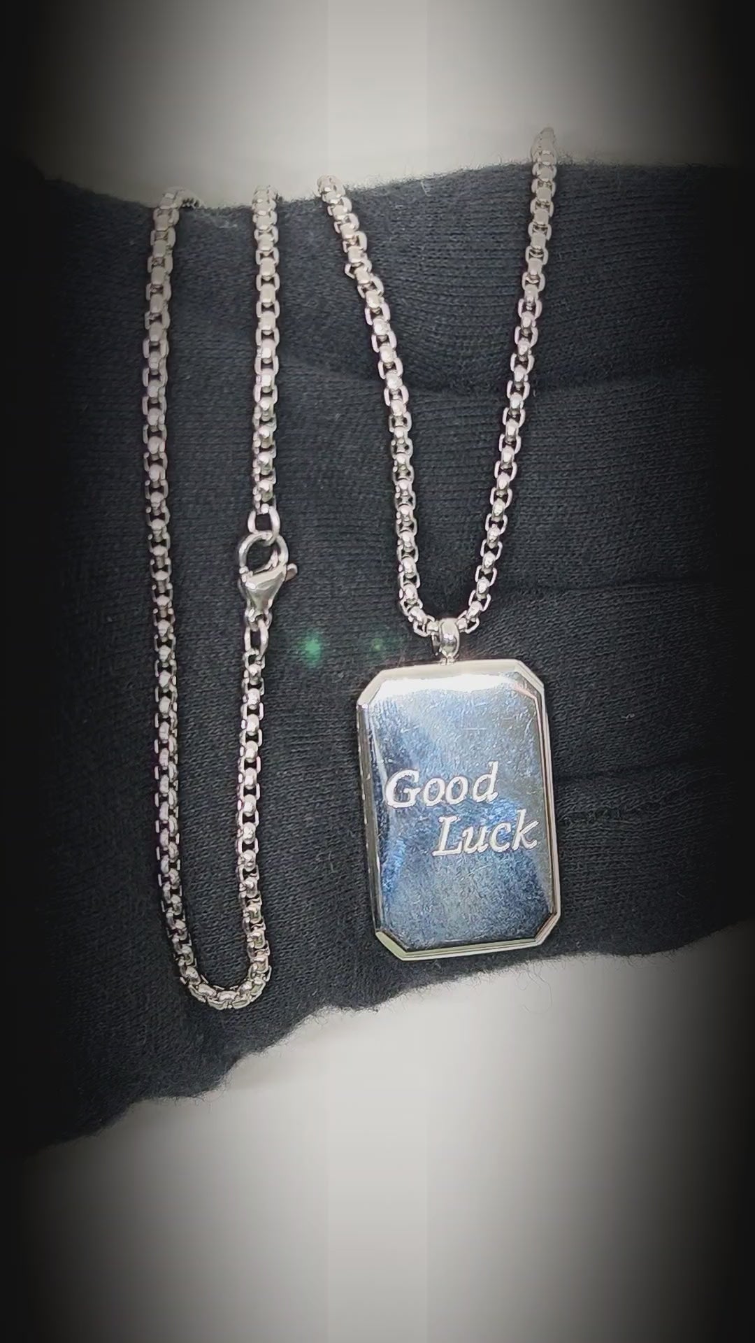GOOD LUCK DOG TAG - 21mm Pure Titanium Steel Pendant with 23inch Round Box 4mm Chain for Men & Boys — SS Pendant/ Necklace for Men | THE MEN THING