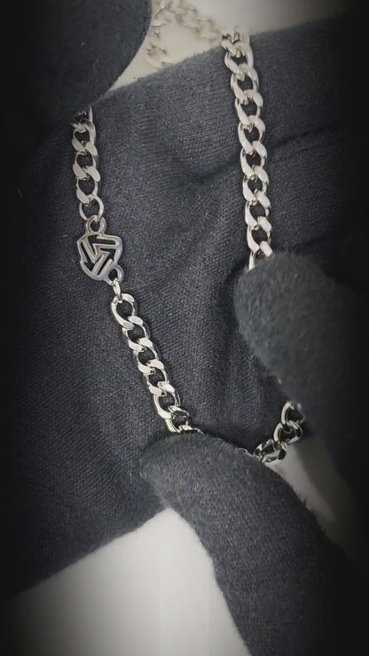 SYMBOL LINK - 7mm Pure Stainless Steel 20 to 22inch Adjustable Cube  Chain for Men & Boys