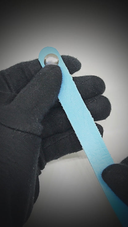 BLAZEFIT BLUE STRAP - 18mm Genuine Leather Bracelet with Stainless Steel Stud button Closure for Men & Boys (6.6-7.1-7.6 inch)