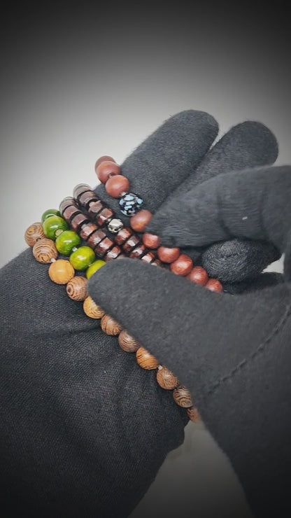 FOREST SOUL - 5 Pcs Genuine Leather Adjustable Bracelet Set for Men & Boys (8 inch)