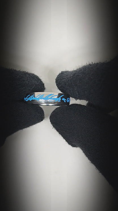 ORION SCRIPT - Steel Blue - Pure Stainless Steel Men’s Ring for Men & Boys (Size : 18-23-29)