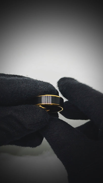ROYAL ECLIPSE RING - Pure Stainless Steel Men’s Gold-Black-Plated Ring (Size : 17-22-27)