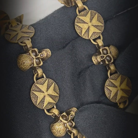 BONE STAR - Antique Bronze 12mm Titanium Steel Skull Heavy Biker Chain for Jeans with Lobster Clasps for Men & Boys - 20 inch — Biker Fashion for Men | THE MEN THING