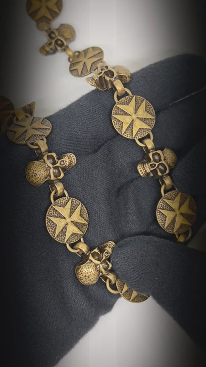 BONE STAR - Antique Bronze 12mm Titanium Steel Skull Heavy Biker Chain for Jeans with Lobster Clasps for Men & Boys - 20 inch — Biker Fashion for Men | THE MEN THING