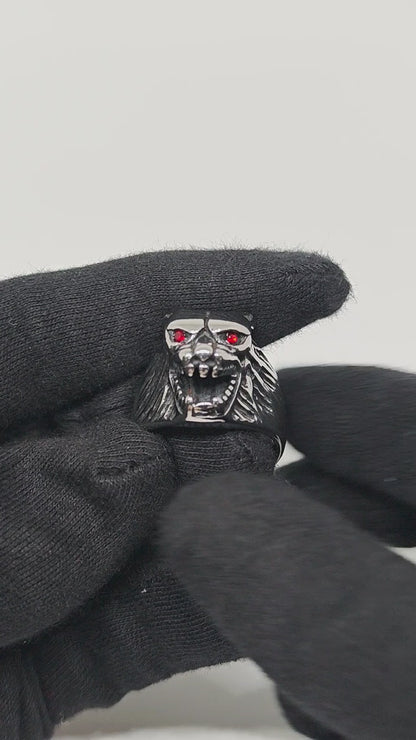 Royal Series - BLOODFANG WOLF RING- Pure Stainless Steel Men’s Steel-Plated Ring – Statement Luxury Jewelry (Size :15-17-18-21-24-27-28-30)