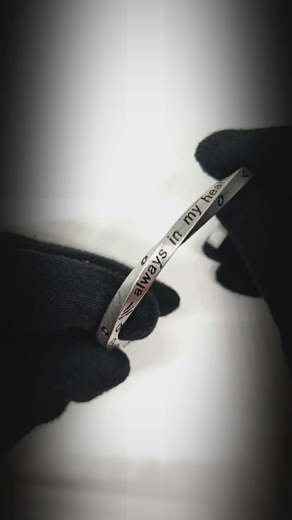 HEART SIGIL - 8mm Pure Stainless Steel Open Bangle Bracelet (Adjustable) for Men & Boys