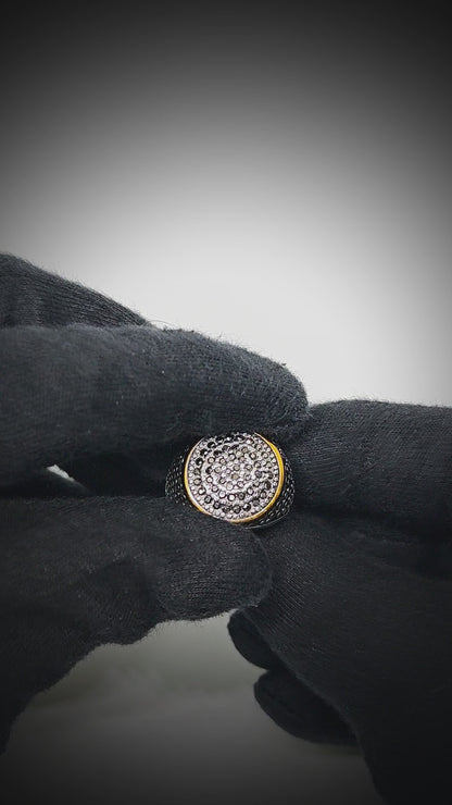 Royal Series - SHADOW DOME - Pure Stainless Steel Men’s Gold-Plated Ring – Statement Luxury Jewelry (Size : 17-22-26)