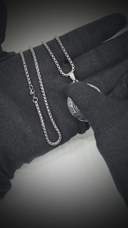 EYE OF HORUS - 34mm Titanium Steel Pendant with 24inch Round Box 5mm Chain for Men & Boys