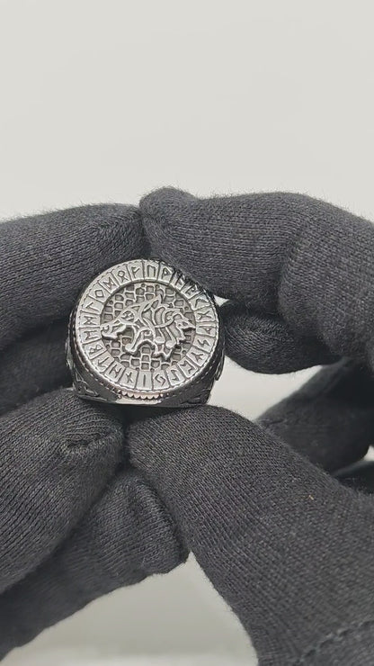 Royal Series - WARG CIRCLE RING - Pure Stainless Steel Men’s Steel-Plated Ring – Statement Luxury Jewelry (Size : 20-23-24-25-28-30)